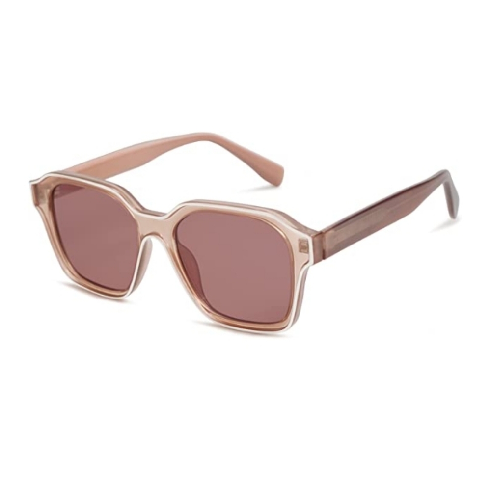 Brown Square Sunglasses Retro Trendy UV400 Protection - Picture 1 of 4
